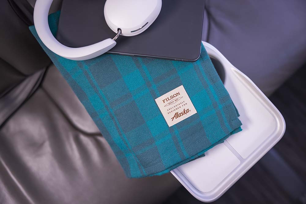 Alaska Airlines Filson Blankets in First Class