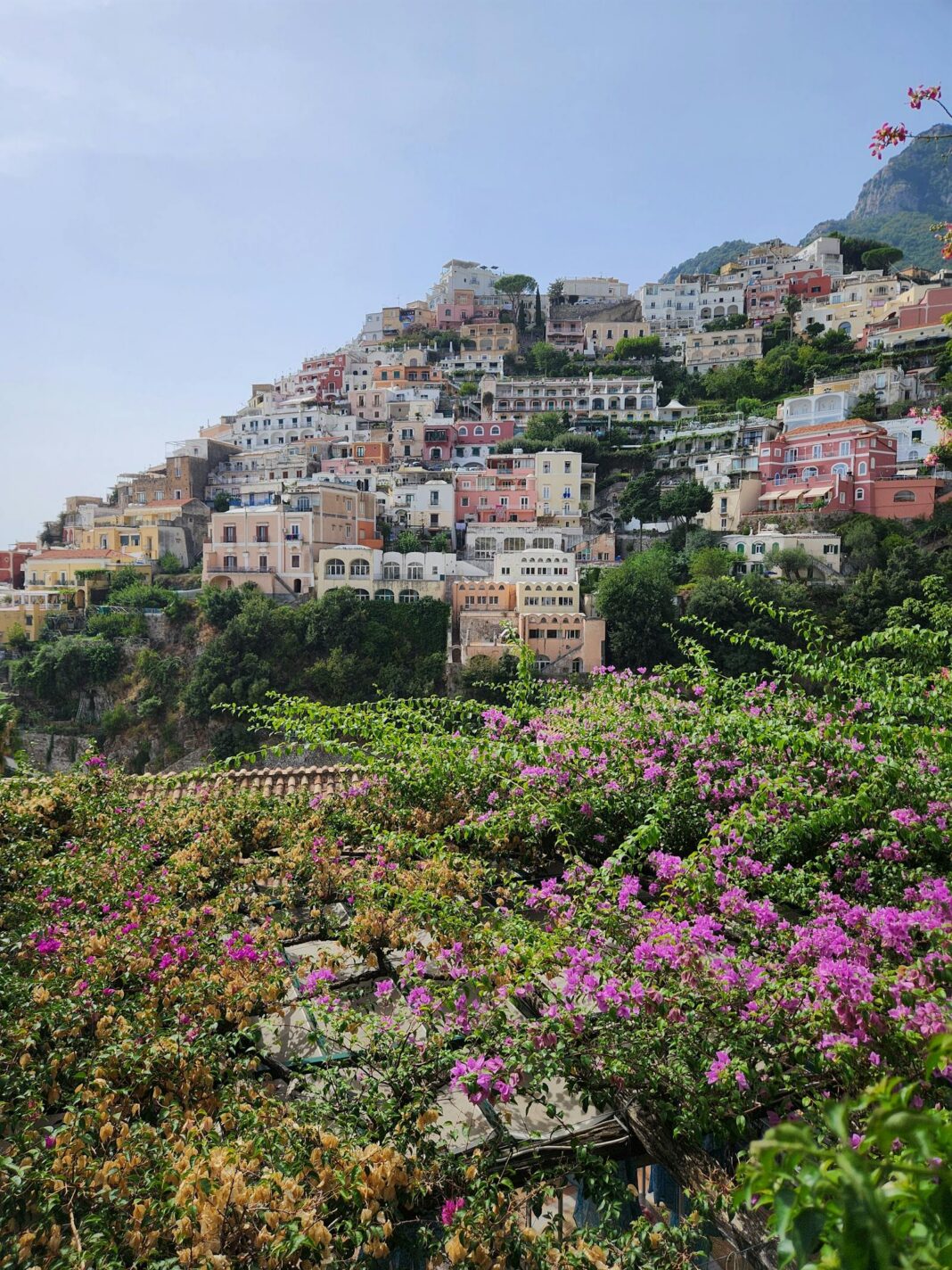 Pastel cliffside houses of Positano on the Amalfi Coast