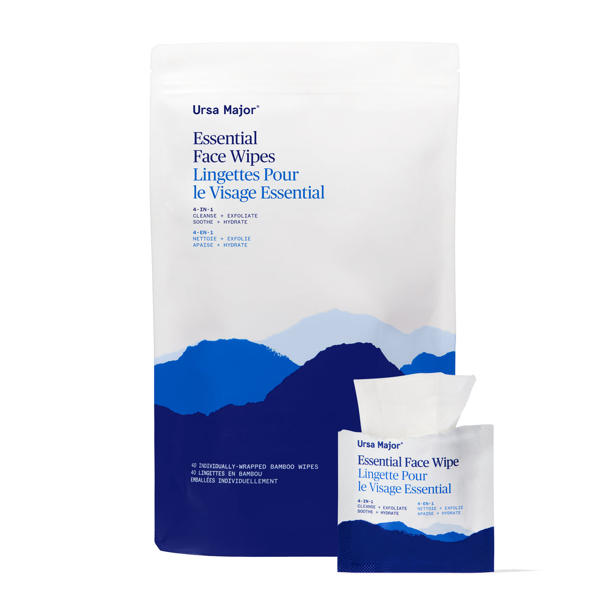 Ursa Major Essential Face Wipes individually wrapped bamboo wipes