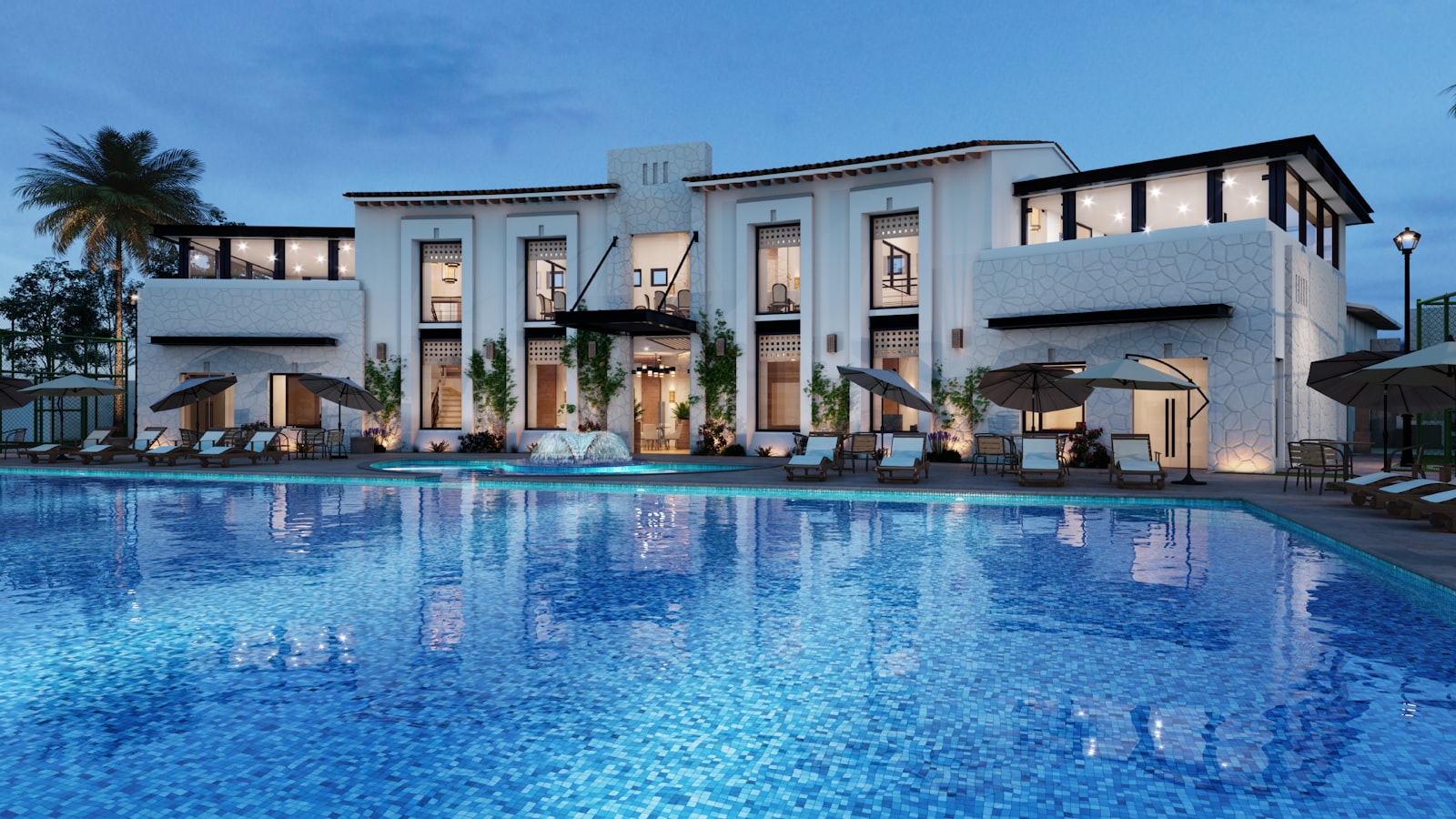 Palm-fringed luxury resort pool — six star vs five star hotel difference