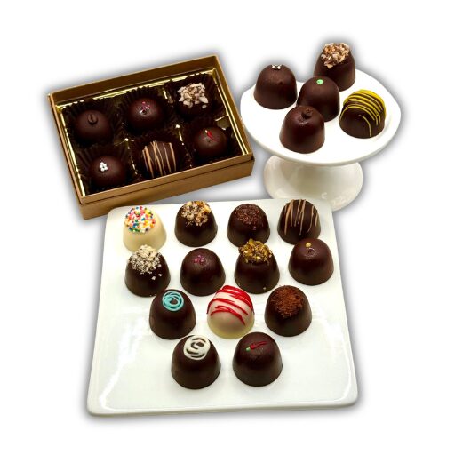 Chocolate truffles with goat cheese ganache at Surfing Goat Dairy